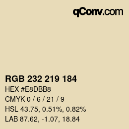 Code couleur: RGB 232 219 184 | qconv.com