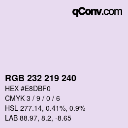 Color code: RGB 232 219 240 | qconv.com