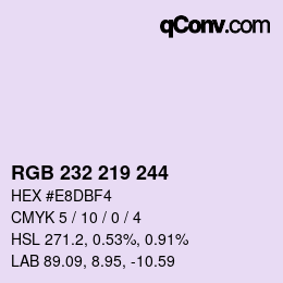 Color code: RGB 232 219 244 | qconv.com
