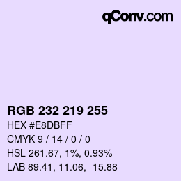 Color code: RGB 232 219 255 | qconv.com