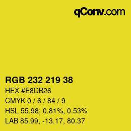 Color code: RGB 232 219 38 | qconv.com