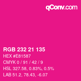 Color code: RGB 232 21 135 | qconv.com