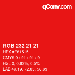 Color code: RGB 232 21 21 | qconv.com