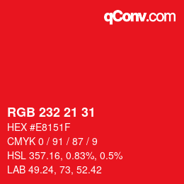 Color code: RGB 232 21 31 | qconv.com