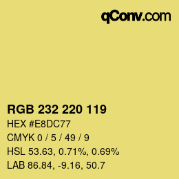 Color code: RGB 232 220 119 | qconv.com