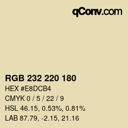 Color code: RGB 232 220 180 | qconv.com