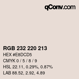 Color code: RGB 232 220 213 | qconv.com