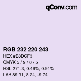 Color code: RGB 232 220 243 | qconv.com