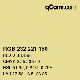 Color code: RGB 232 221 150 | qconv.com