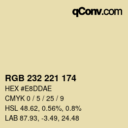 Color code: RGB 232 221 174 | qconv.com