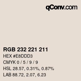Color code: RGB 232 221 211 | qconv.com