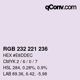 Color code: RGB 232 221 236 | qconv.com