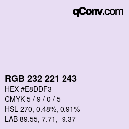 Color code: RGB 232 221 243 | qconv.com