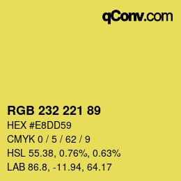 Color code: RGB 232 221 89 | qconv.com