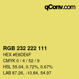 Color code: RGB 232 222 111 | qconv.com
