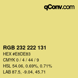 Color code: RGB 232 222 131 | qconv.com