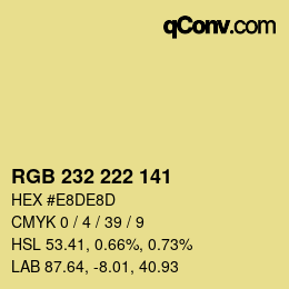 Color code: RGB 232 222 141 | qconv.com