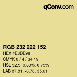 Color code: RGB 232 222 152 | qconv.com