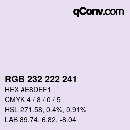 Color code: RGB 232 222 241 | qconv.com