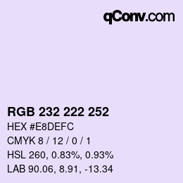 Color code: RGB 232 222 252 | qconv.com