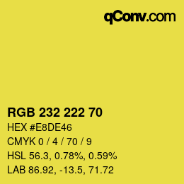 Color code: RGB 232 222 70 | qconv.com