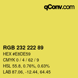 Color code: RGB 232 222 89 | qconv.com