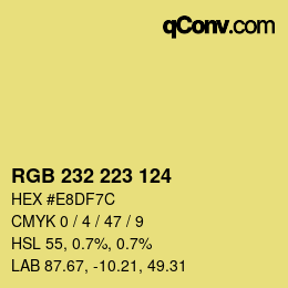 Color code: RGB 232 223 124 | qconv.com