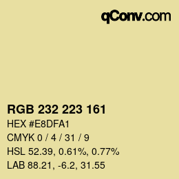 カラーコード: RGB 232 223 161 | qconv.com