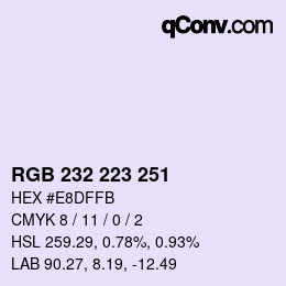 Color code: RGB 232 223 251 | qconv.com