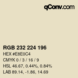 Color code: RGB 232 224 196 | qconv.com