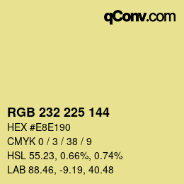 Color code: RGB 232 225 144 | qconv.com