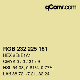 カラーコード: RGB 232 225 161 | qconv.com