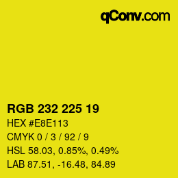 Color code: RGB 232 225 19 | qconv.com
