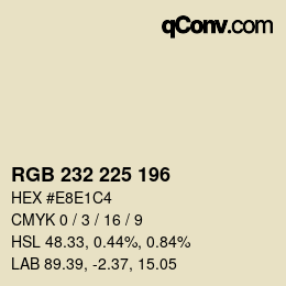 Color code: RGB 232 225 196 | qconv.com