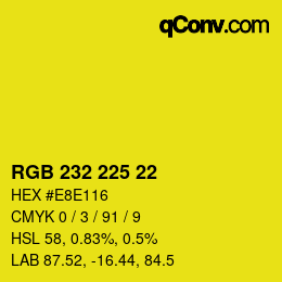 Color code: RGB 232 225 22 | qconv.com