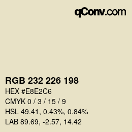 Color code: RGB 232 226 198 | qconv.com