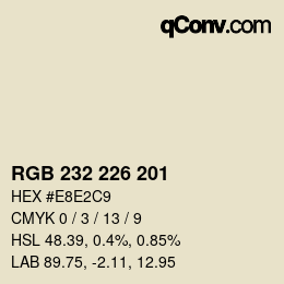 カラーコード: RGB 232 226 201 | qconv.com