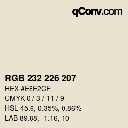 Color code: RGB 232 226 207 | qconv.com