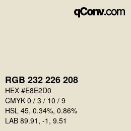 Código de color: RGB 232 226 208 | qconv.com