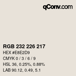 カラーコード: RGB 232 226 217 | qconv.com