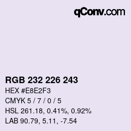 Color code: RGB 232 226 243 | qconv.com
