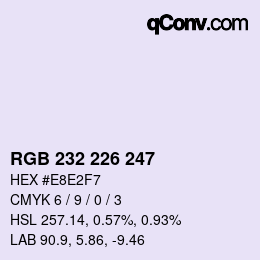 Color code: RGB 232 226 247 | qconv.com