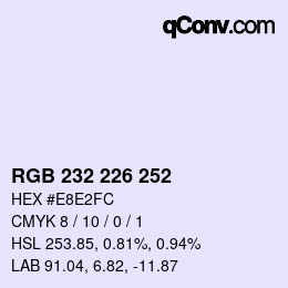 Color code: RGB 232 226 252 | qconv.com