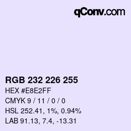 Color code: RGB 232 226 255 | qconv.com