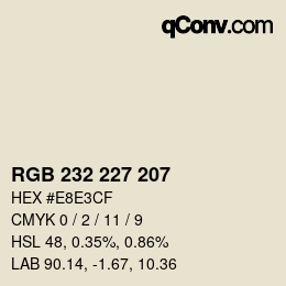 颜色代码: RGB 232 227 207 | qconv.com