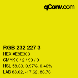 Color code: RGB 232 227 3 | qconv.com