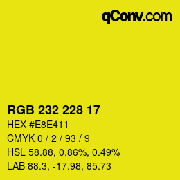Color code: RGB 232 228 17 | qconv.com