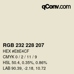 Color code: RGB 232 228 207 | qconv.com