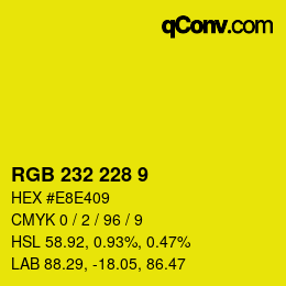 Color code: RGB 232 228 9 | qconv.com