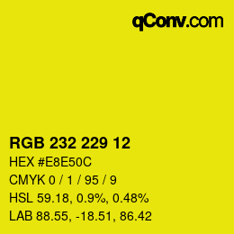 Color code: RGB 232 229 12 | qconv.com